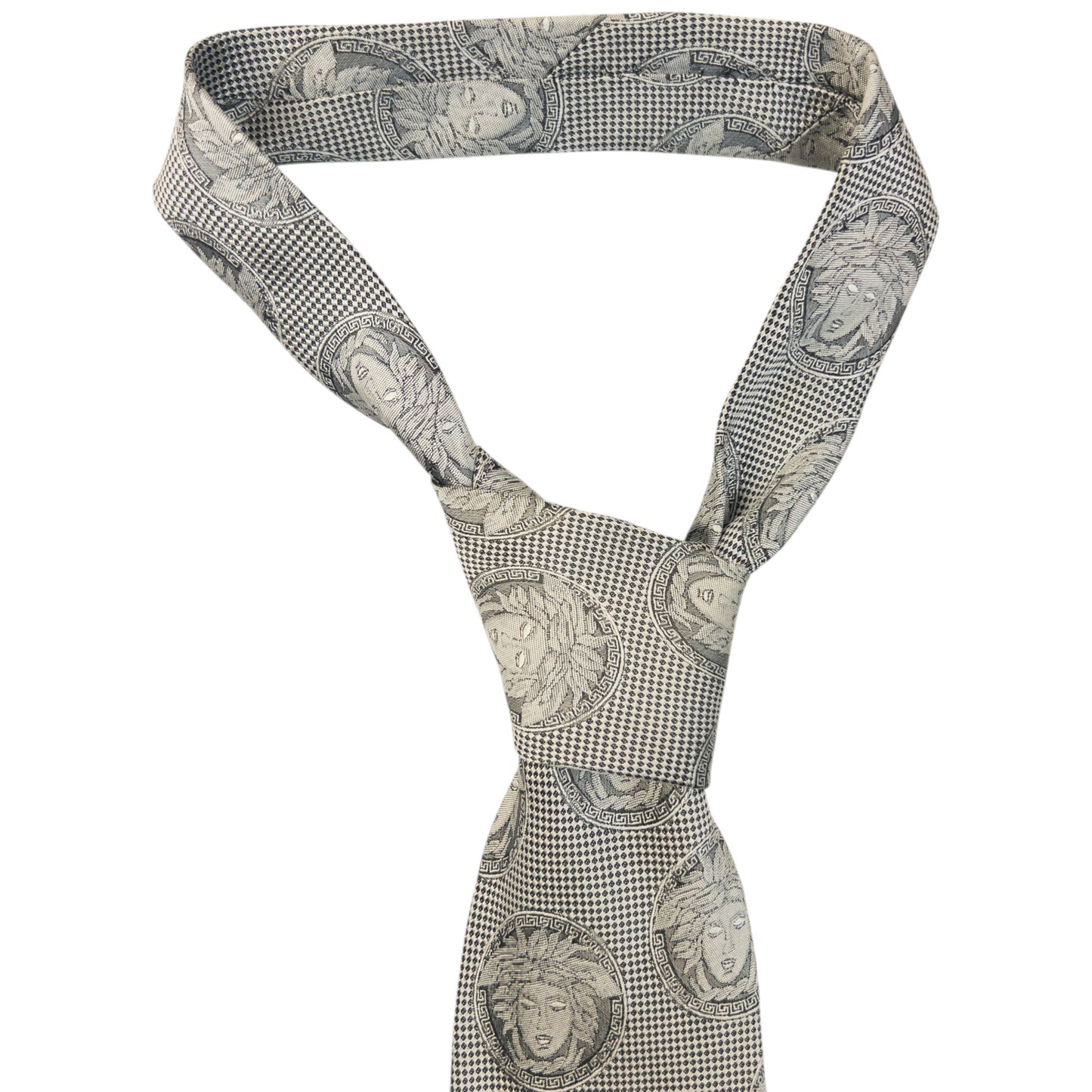 Vintage 90s Gianni Versace Monogram Medusa Silk Tie