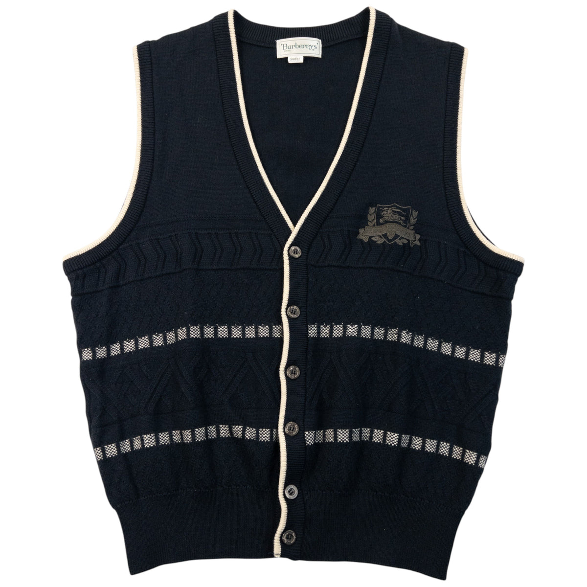 Vintage 90s Burberry Button Up Sweater Vest SAMPLE Size S