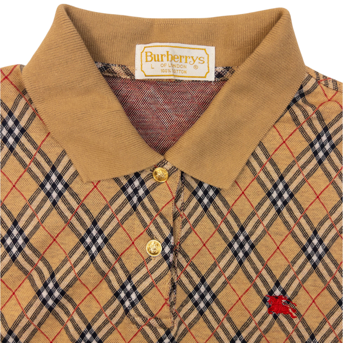 Vintage 90s Burberry Nova Check Polo Shirt Womens Size S