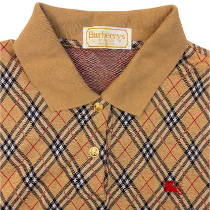 Vintage 90s Burberry Nova Check Polo Shirt Womens Size S