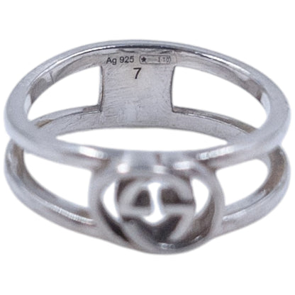 Vintage 2000s Gucci Silver Logo Ring