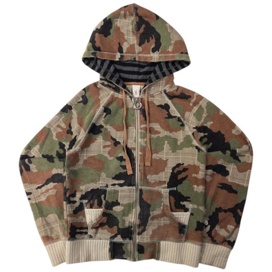 Vintage Stussy GIRLS Camo Zip Up Hoodie Womens Size S