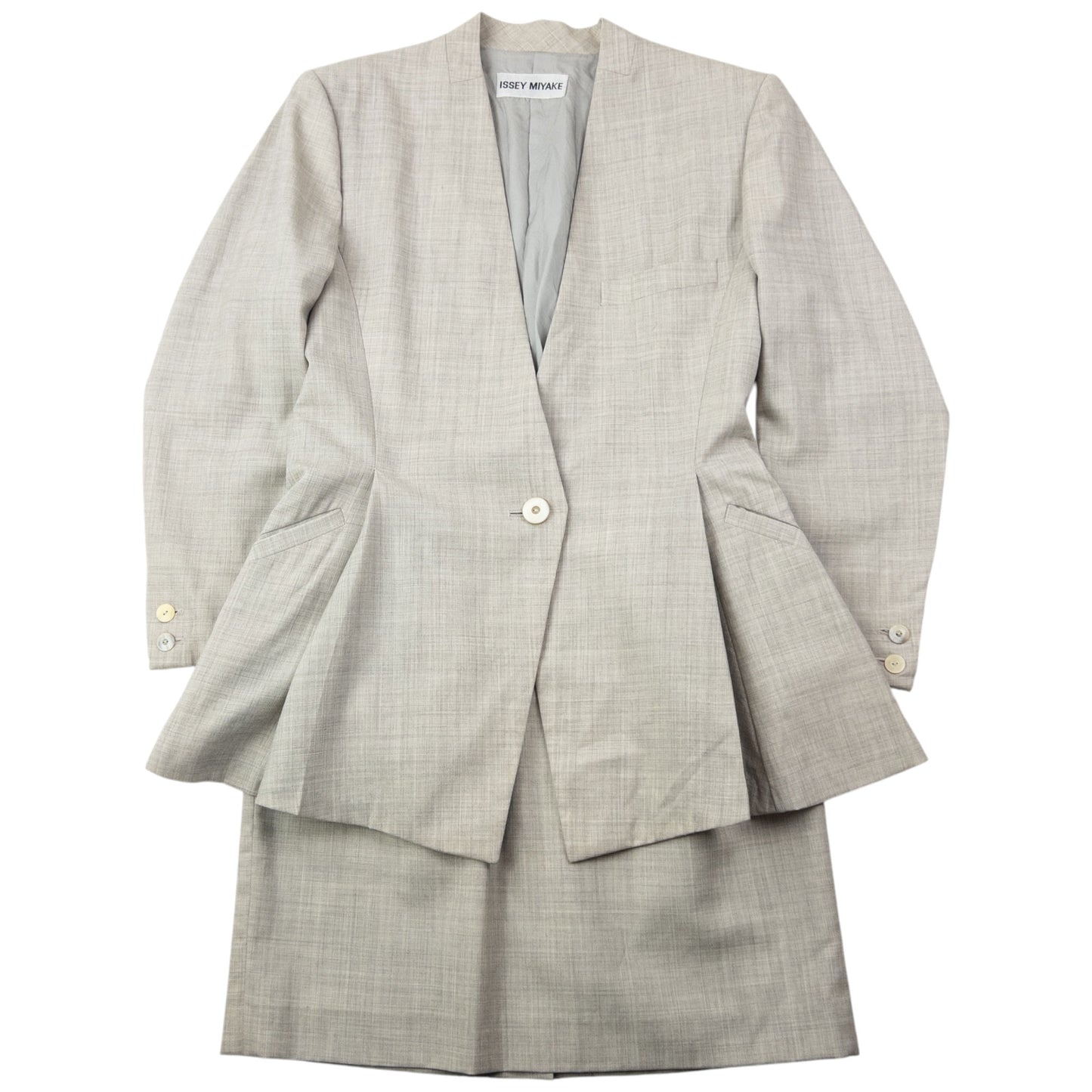 Vintage 90s Issey Miyake Pleated Jacket & Skirt Suit Set Womens Size M