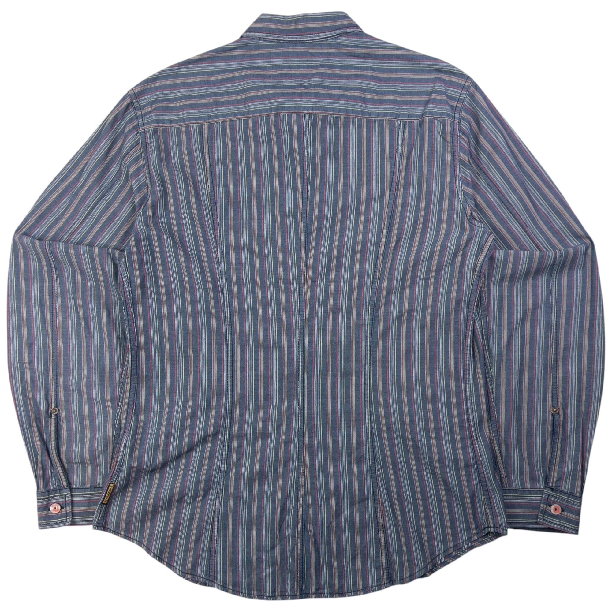 Vintage Armani Jeans Pocket Striped Long Sleeve Button Up Shirt Size M
