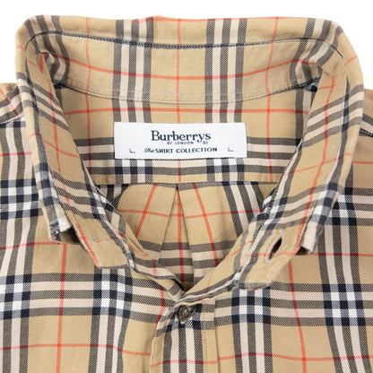 Vintage 90s Burberry Nova Check Long Sleeve Button Up Shirt Size XL