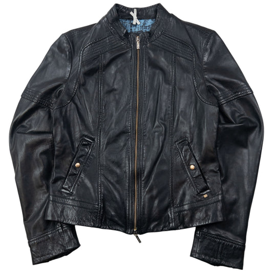 Vintage 2000s Hugo Boss Zip Up Leather Jacket Womens Size S