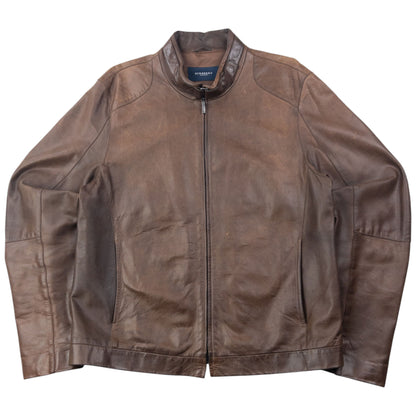Vintage 2000s Burberry Zip Up Leather Jacket Size M