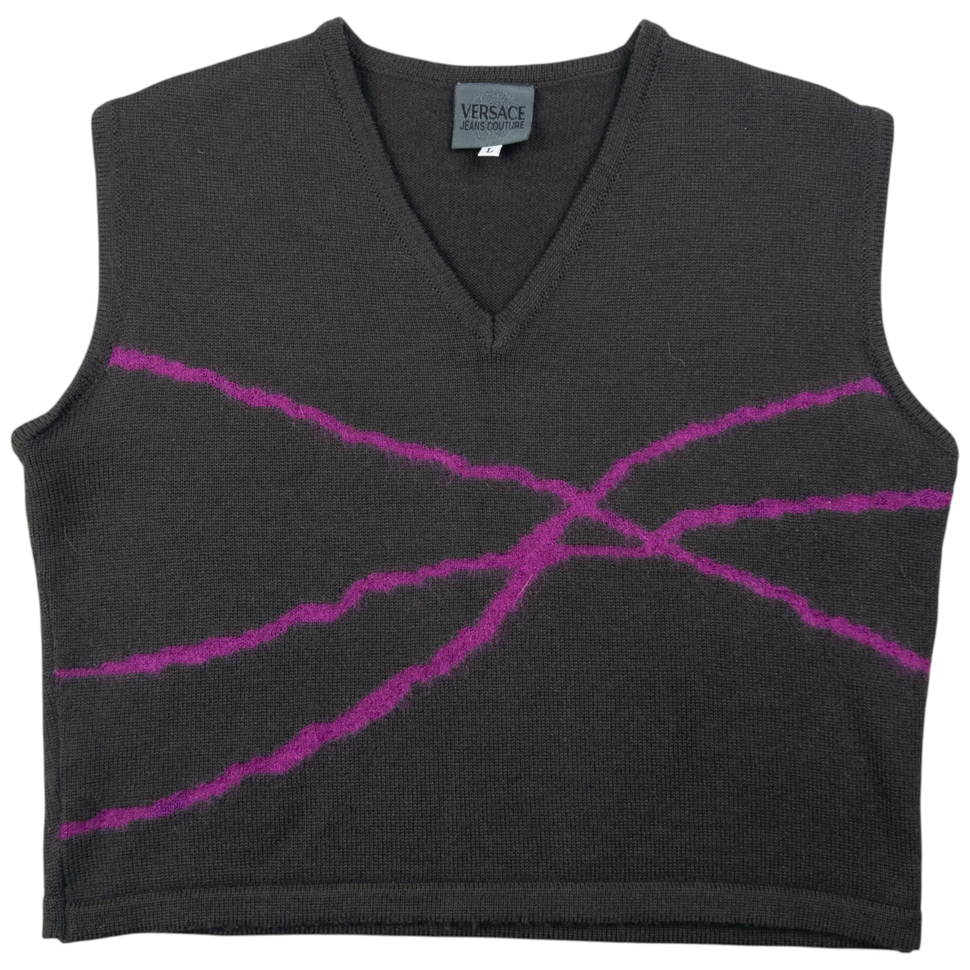 Vintage Versace Jeans Couture Cropped Sweater Vest Womens Size L