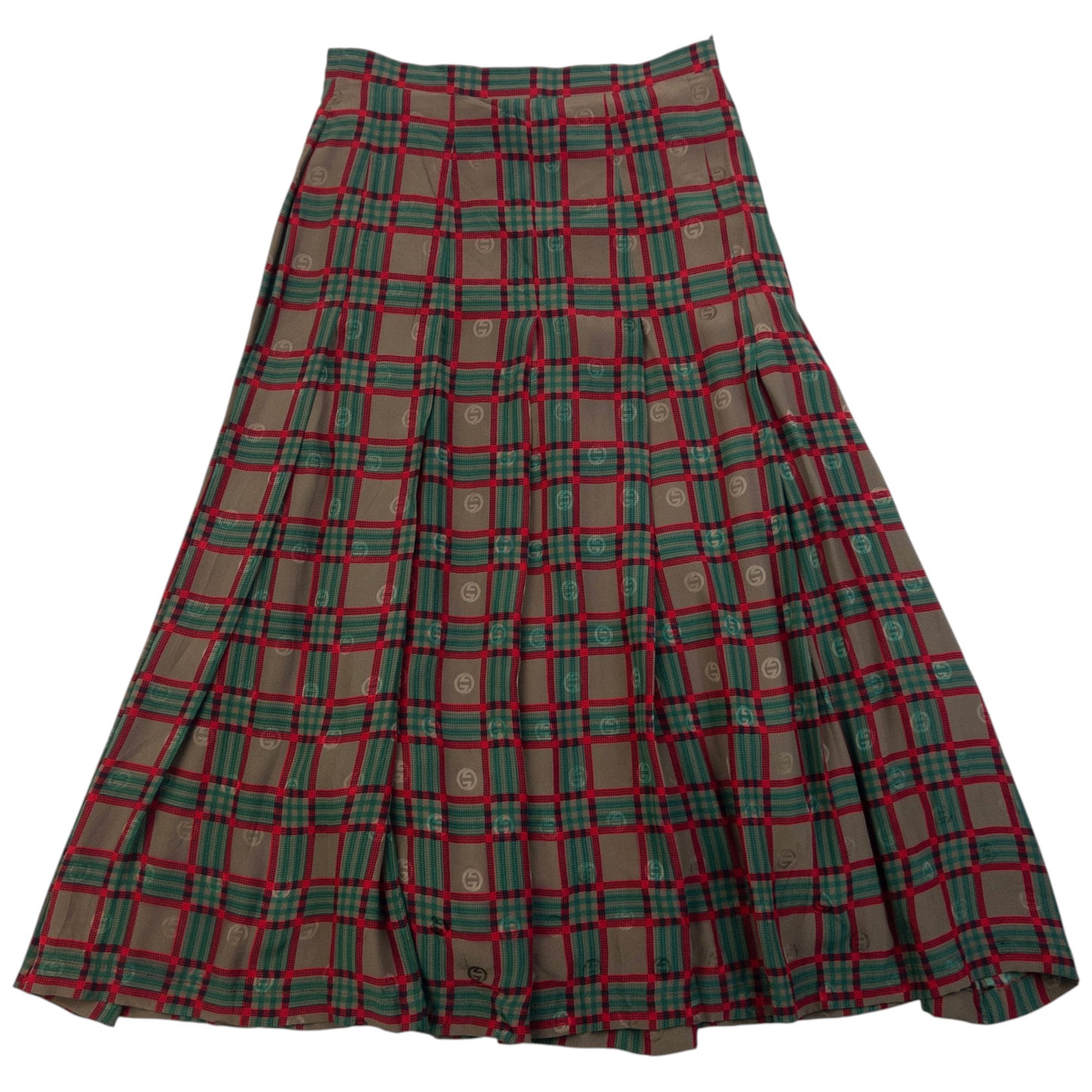 Vintage 80s Gucci Checkered Monogram Silk Skirt Womens Size W24