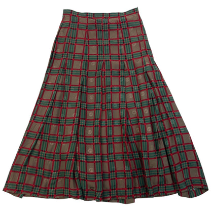 Vintage 80s Gucci Checkered Monogram Silk Skirt Womens Size W24