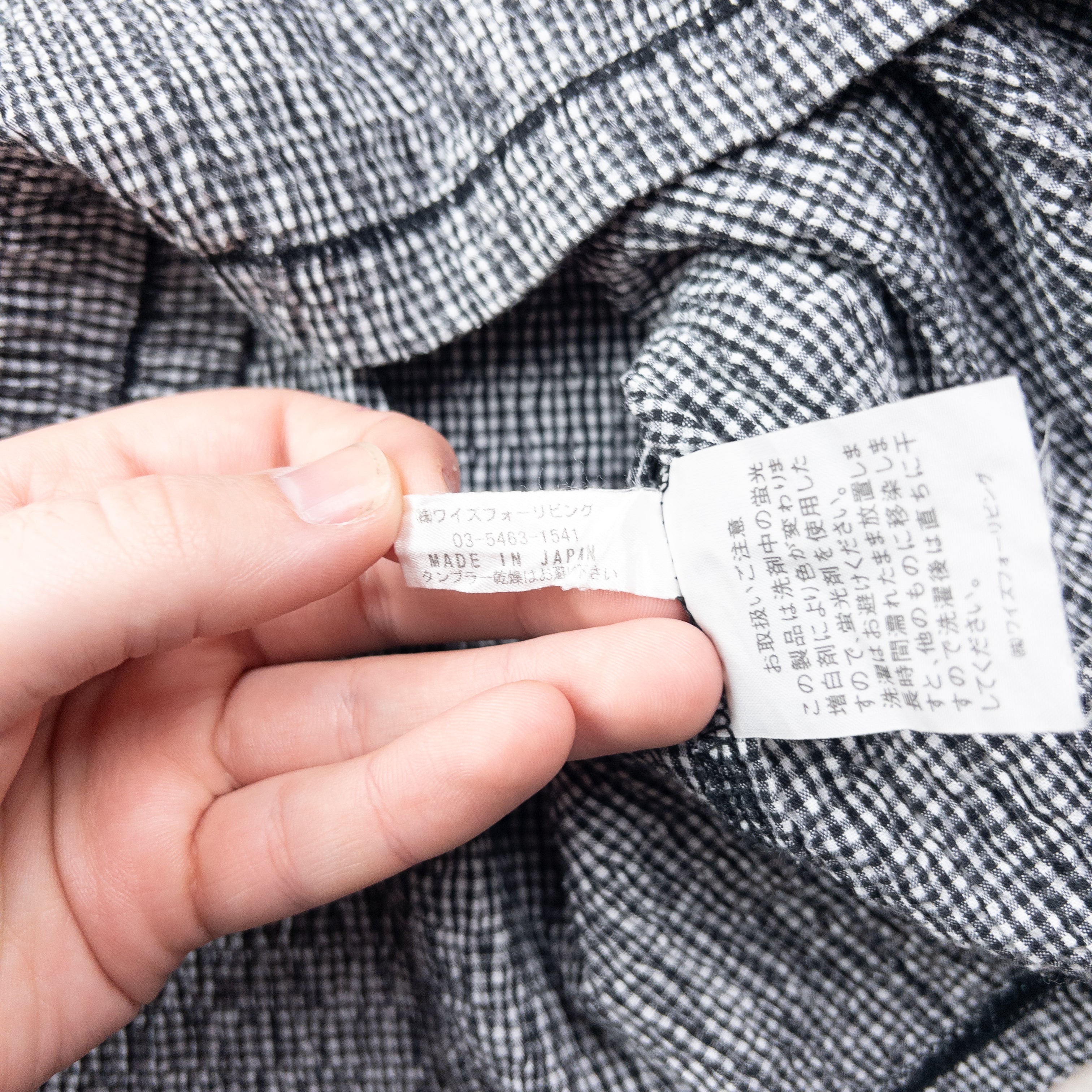 Vintage Yohji Yamamoto Checkered Ruched Button Up Shirt Size M
