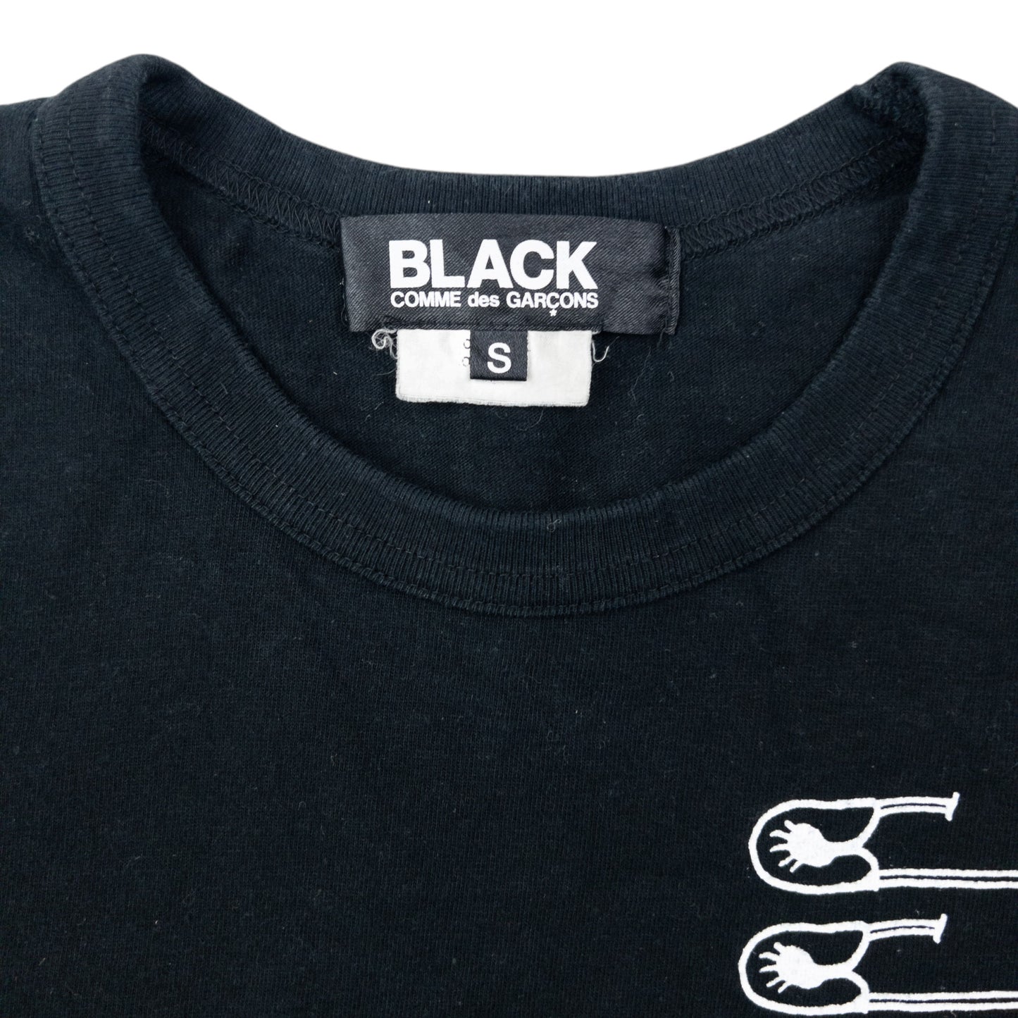 Comme Des Garçons BLACK Safety Pin Graphic T Shirt Womens Size S
