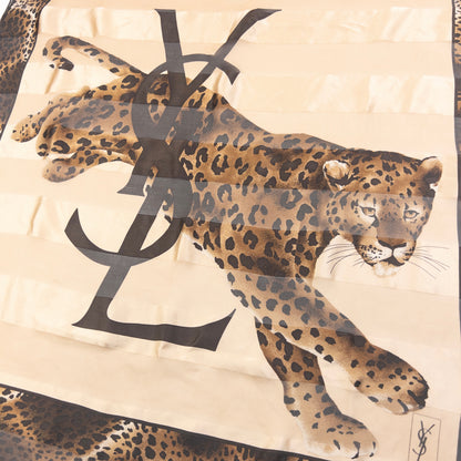 Vintage 90s YSL Yves Saint Laurent Leopard Print Silk Scarf