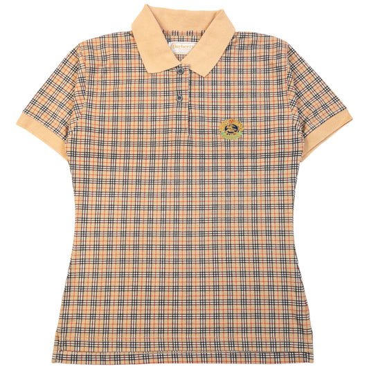 Vintage 90s Burberry Nova Check Polo Shirt in beige (cotton), embroidered logo
