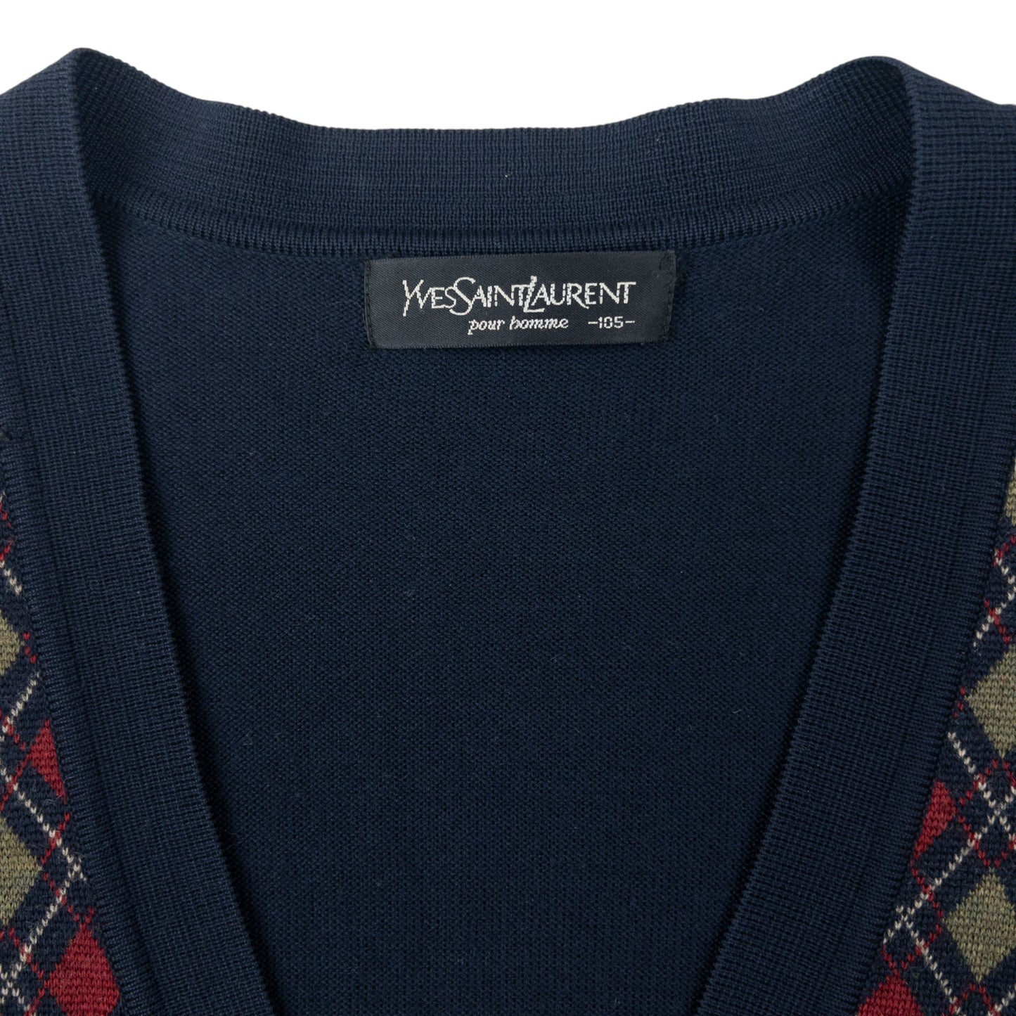 Vintage 90s YSL Yves Saint Laurent Argyle Cardigan Size L