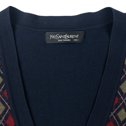 Vintage 90s YSL Yves Saint Laurent Argyle Cardigan Size L