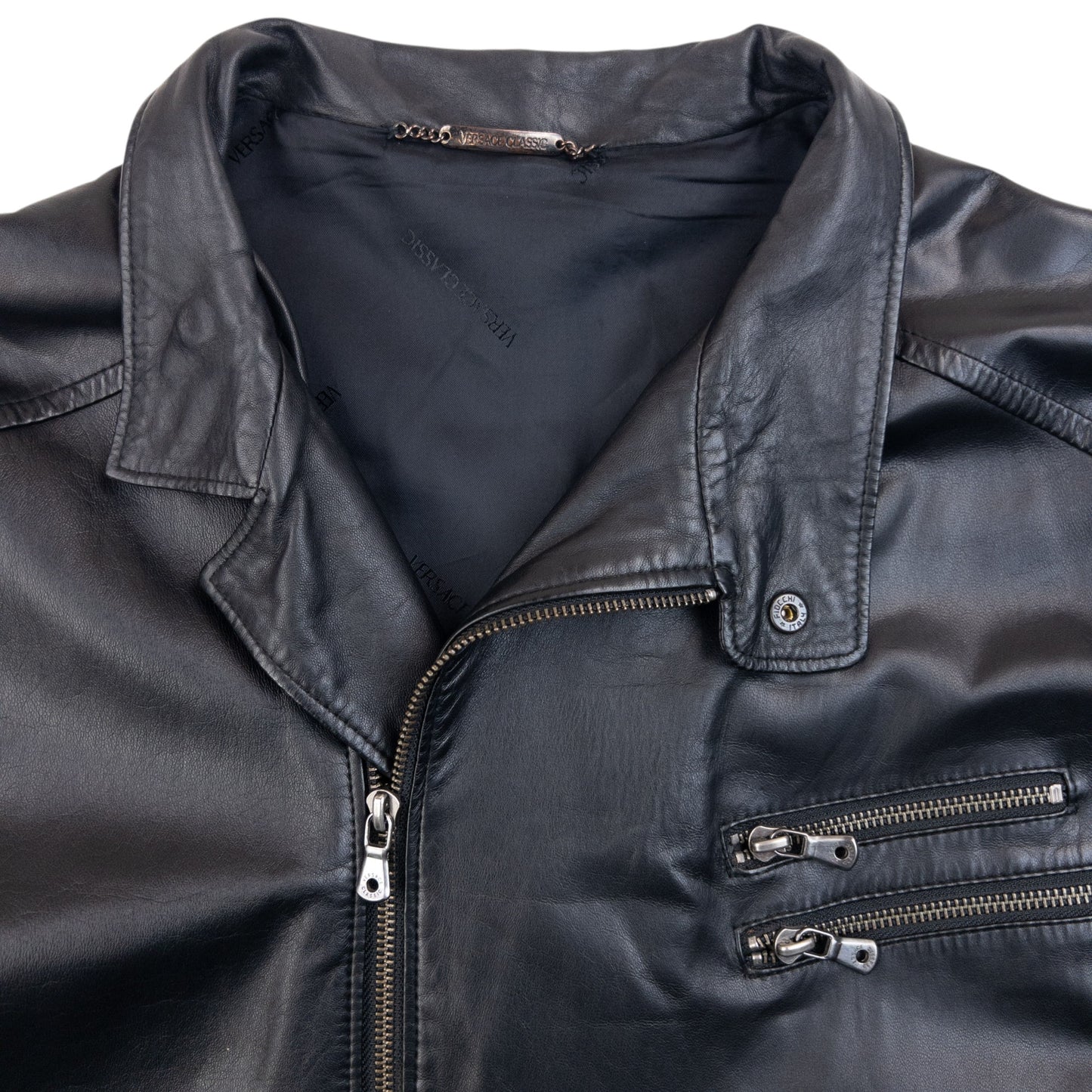 Vintage 2000s Versace Classic Zip Up Leather Jacket Size L
