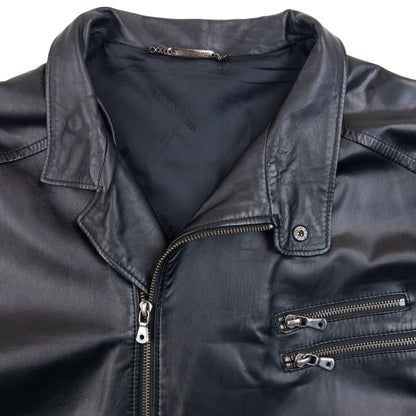 Vintage 2000s Versace Classic Zip Up Leather Jacket Size L