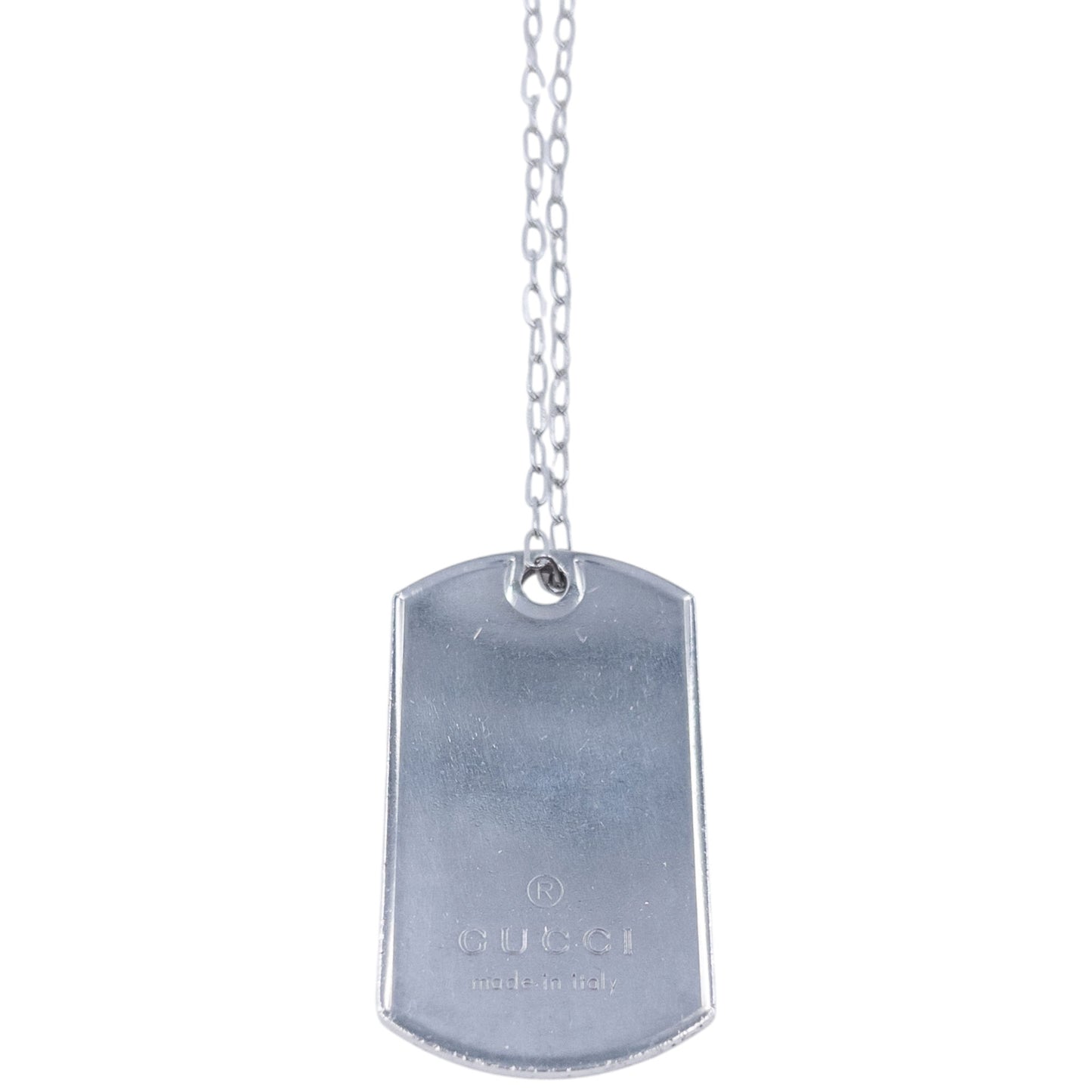 Vintage 2000s Gucci Embossed Dog Tag Necklace