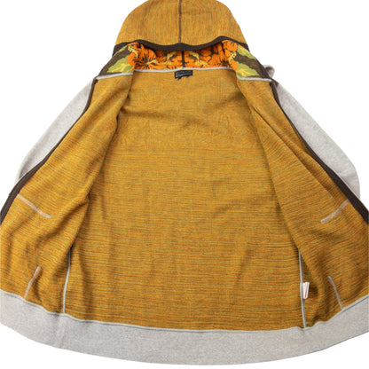 Vintage Final Home By Issey Miyake Double Hood Floral Knit Zip Up Hoodie Size M