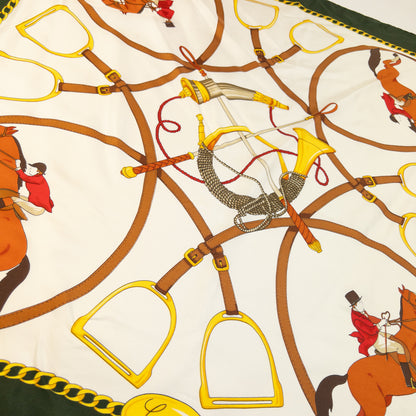 Vintage 90s Gucci Equestrian Horse Bit Print Silk Scarf