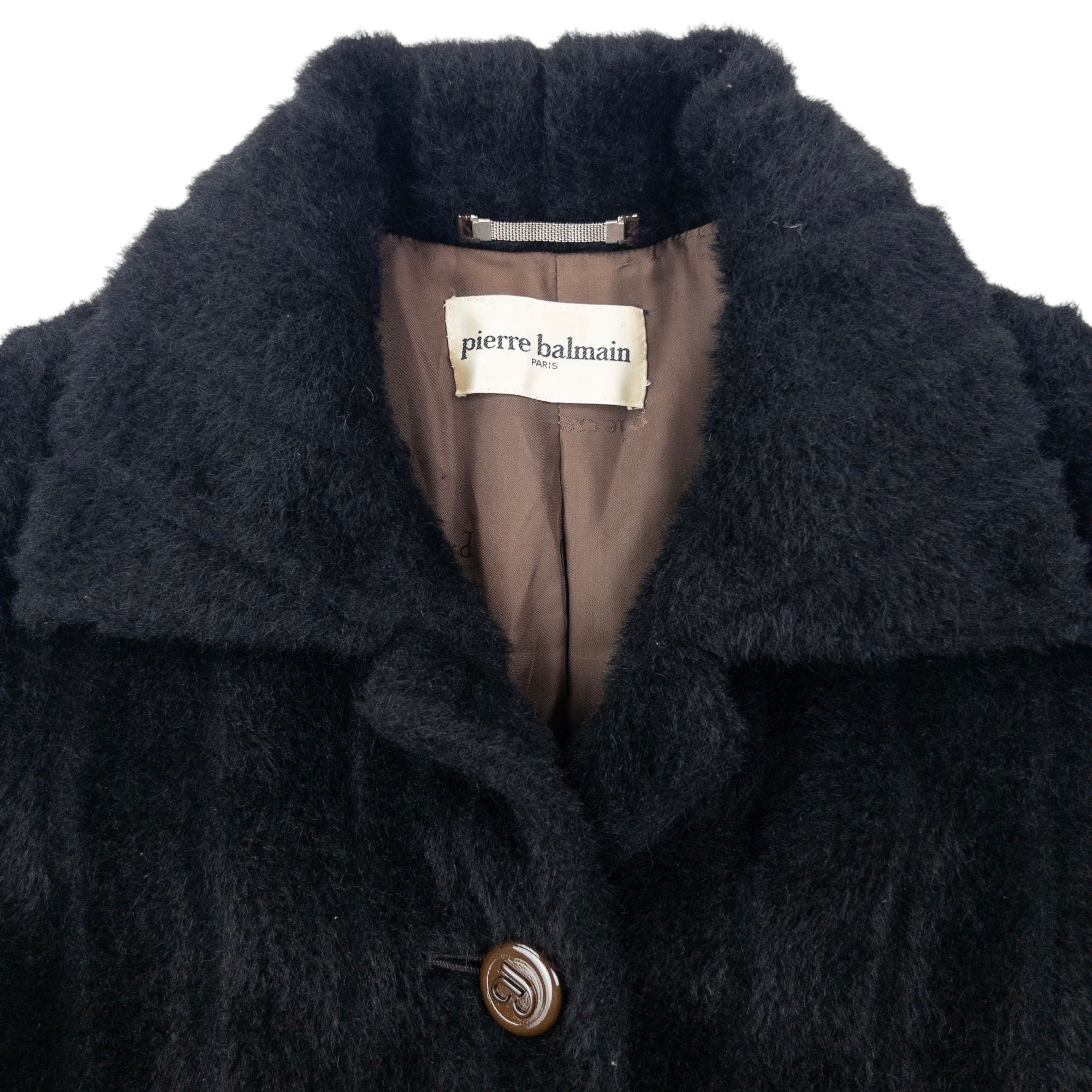 Vintage 80s Pierre Balmain Faux Fur Wool Jacket Womens Size M