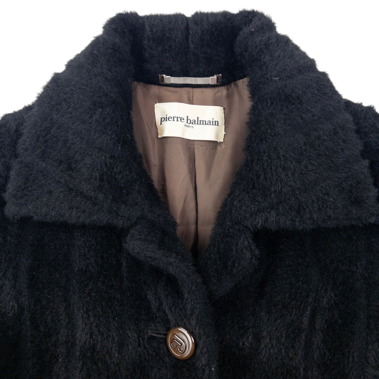 Vintage 80s Pierre Balmain Faux Fur Wool Jacket Womens Size M
