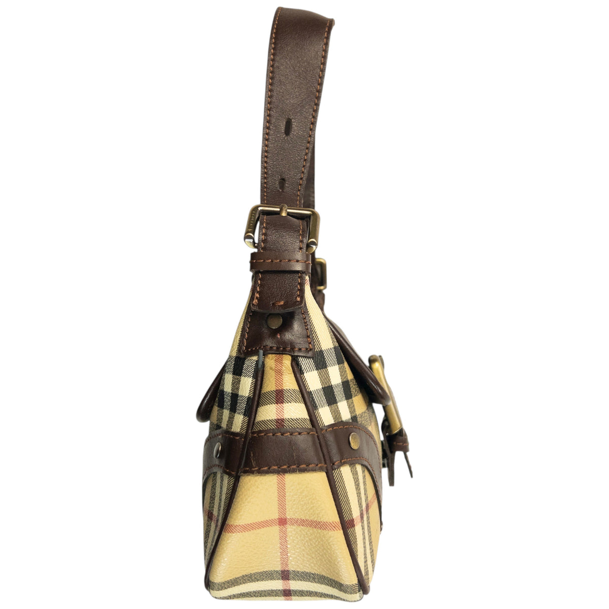 Vintage 2000s Burberry Nova Check Leather Shoulder Bag