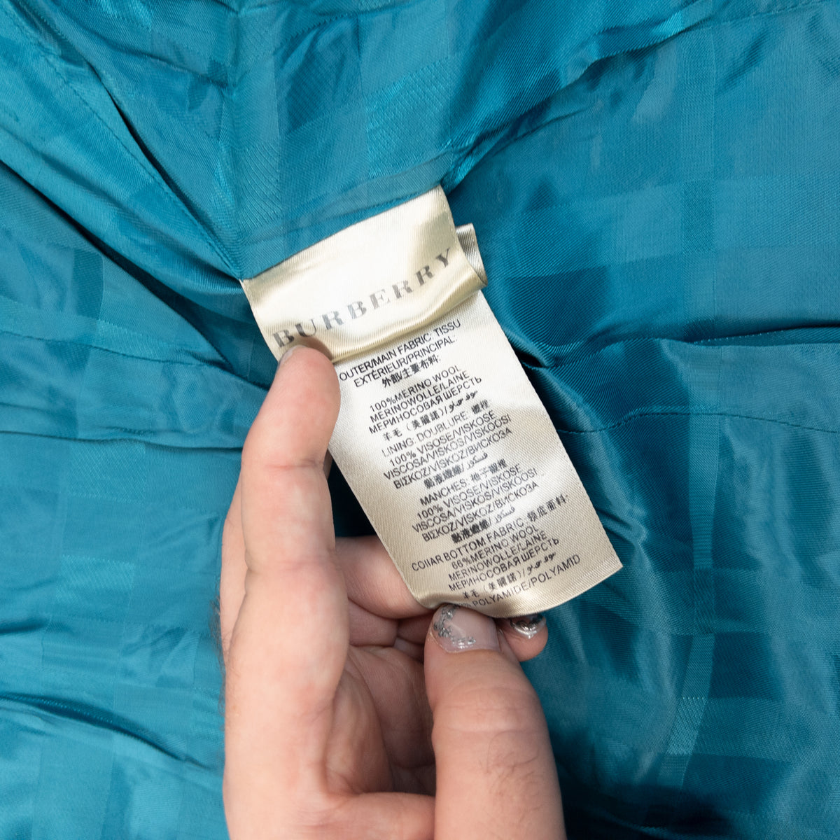 Vintage Burberry Sandringham Wool Trench Jacket in blue, photo 8
