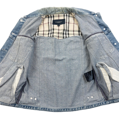 Vintage 2000s Burberry Nova Check Cuff Denim Jacket Womens Size XS