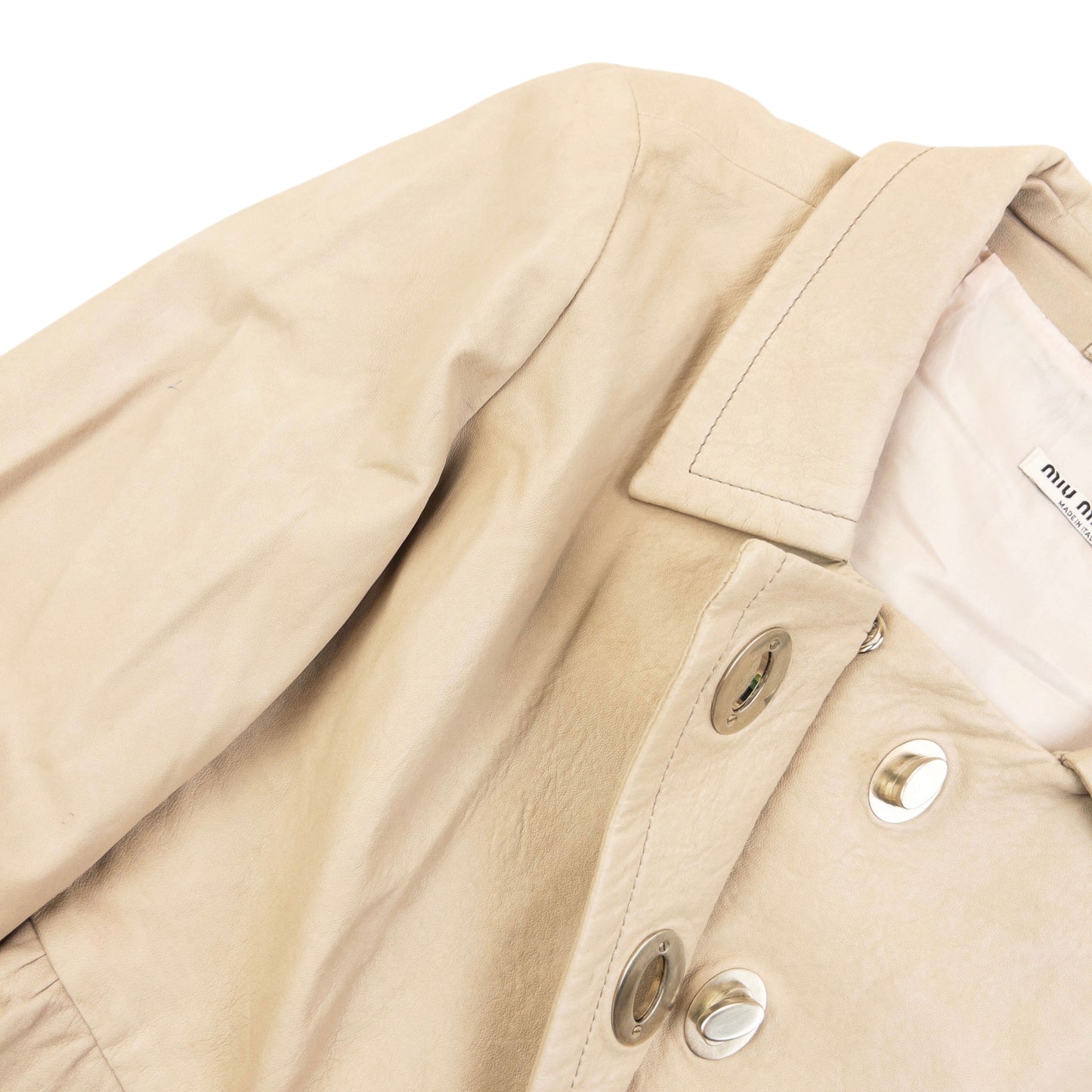 Vintage 2010 Miu Miu Leather Trench Jacket Womens Size S