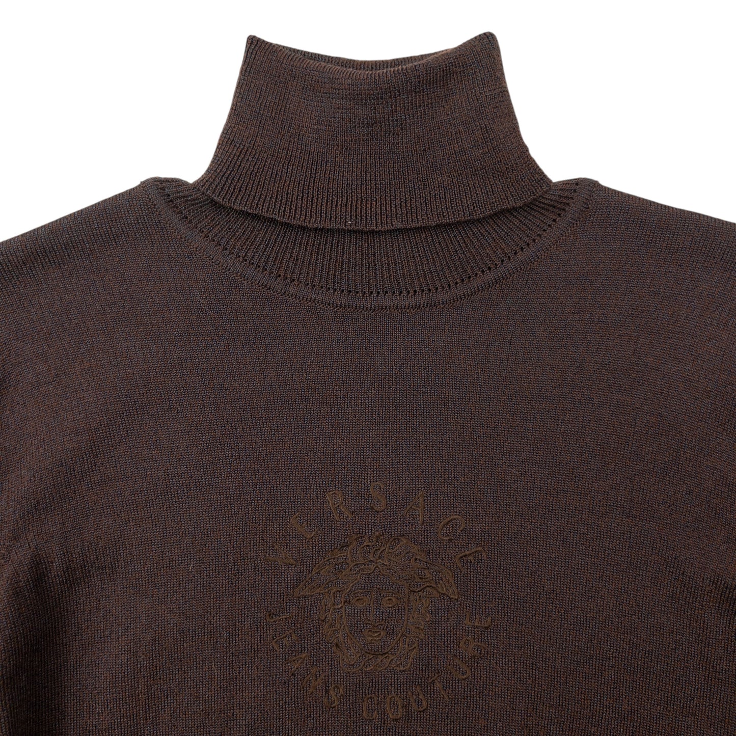 Vintage 90s Versace Jeans Couture Embroidered Knitted Turtleneck Jumper Womens Size S