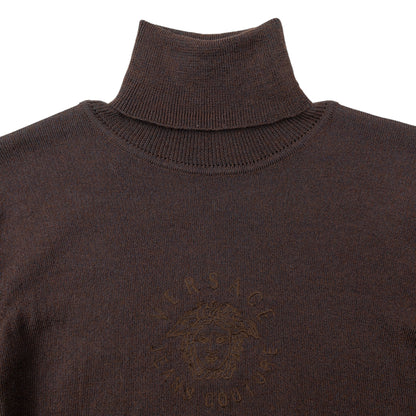 Vintage 90s Versace Jeans Couture Embroidered Knitted Turtleneck Jumper Womens Size S