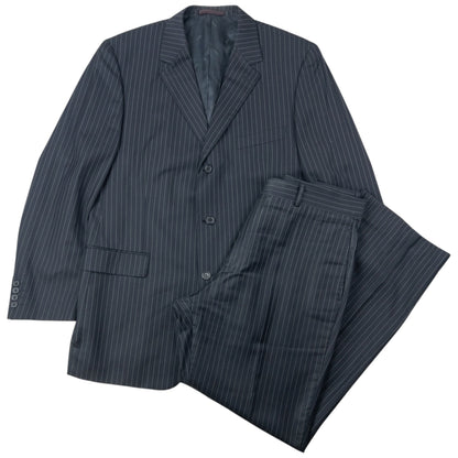 Vintage 90s YSL Yves Saint Laurent Pinstripe Jacket & Trousers Suit Set Size XL