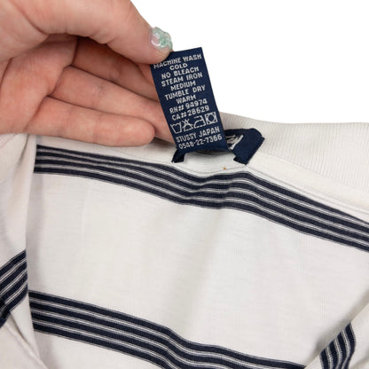 Vintage Stussy Striped Long Sleeve Polo Shirt Size M