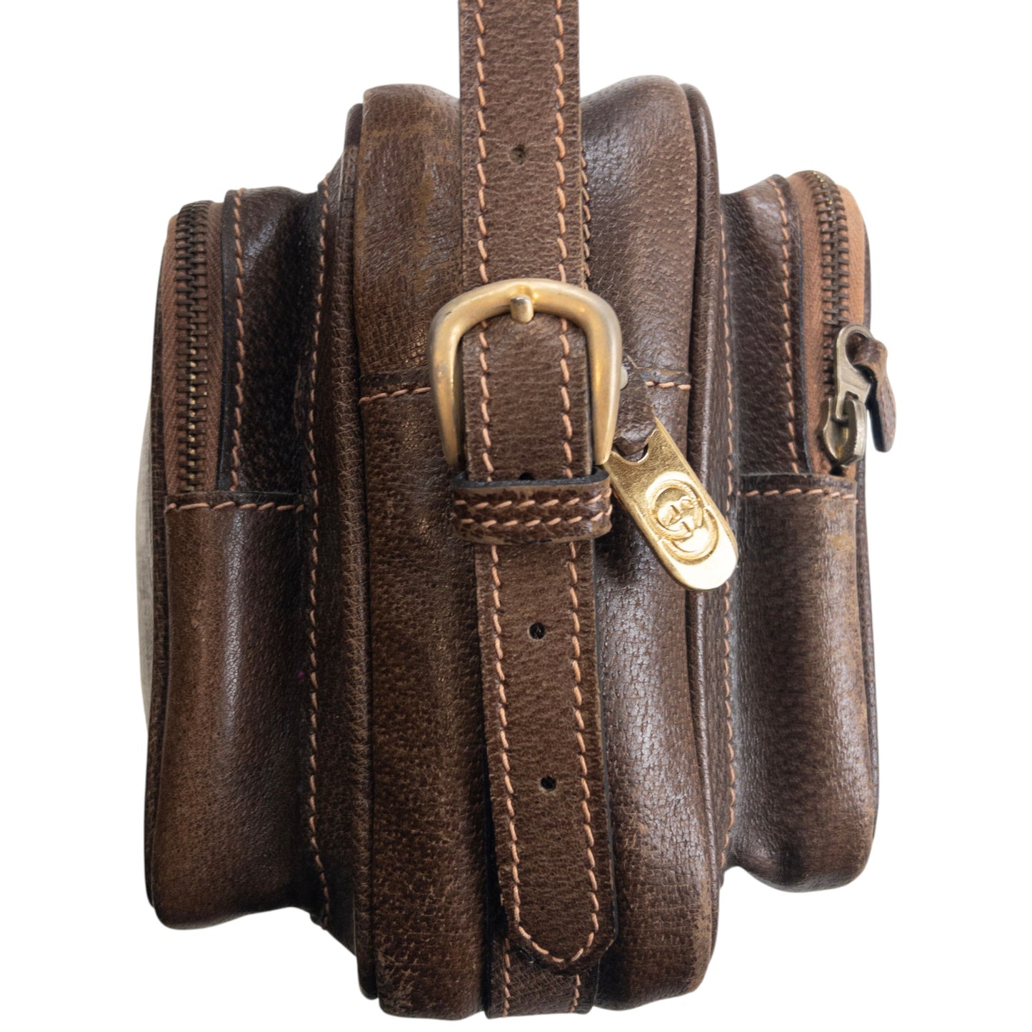 Vintage 80s Gucci Monogram Leather Crossbody Bag