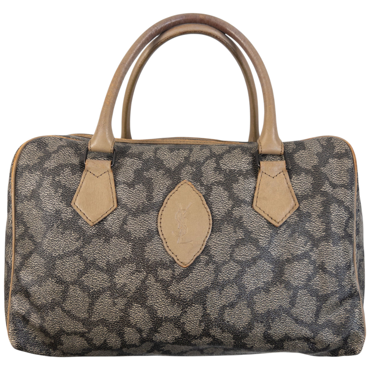Vintage 80s YSL Yves Saint Laurent Pattern Leather Handbag