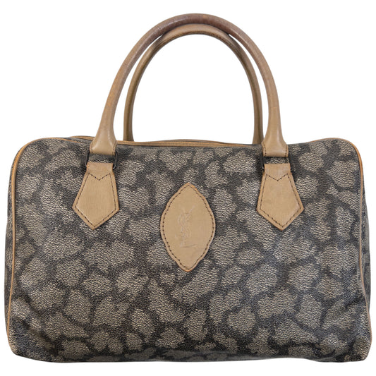 Vintage 80s YSL Yves Saint Laurent Pattern Leather Handbag