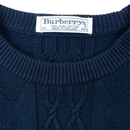 Vintage 90s Burberry Embroidered Knit Jumper Size M