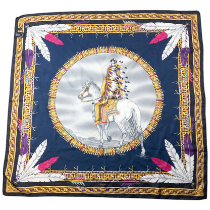 Versace Native American Print Silk Scarf