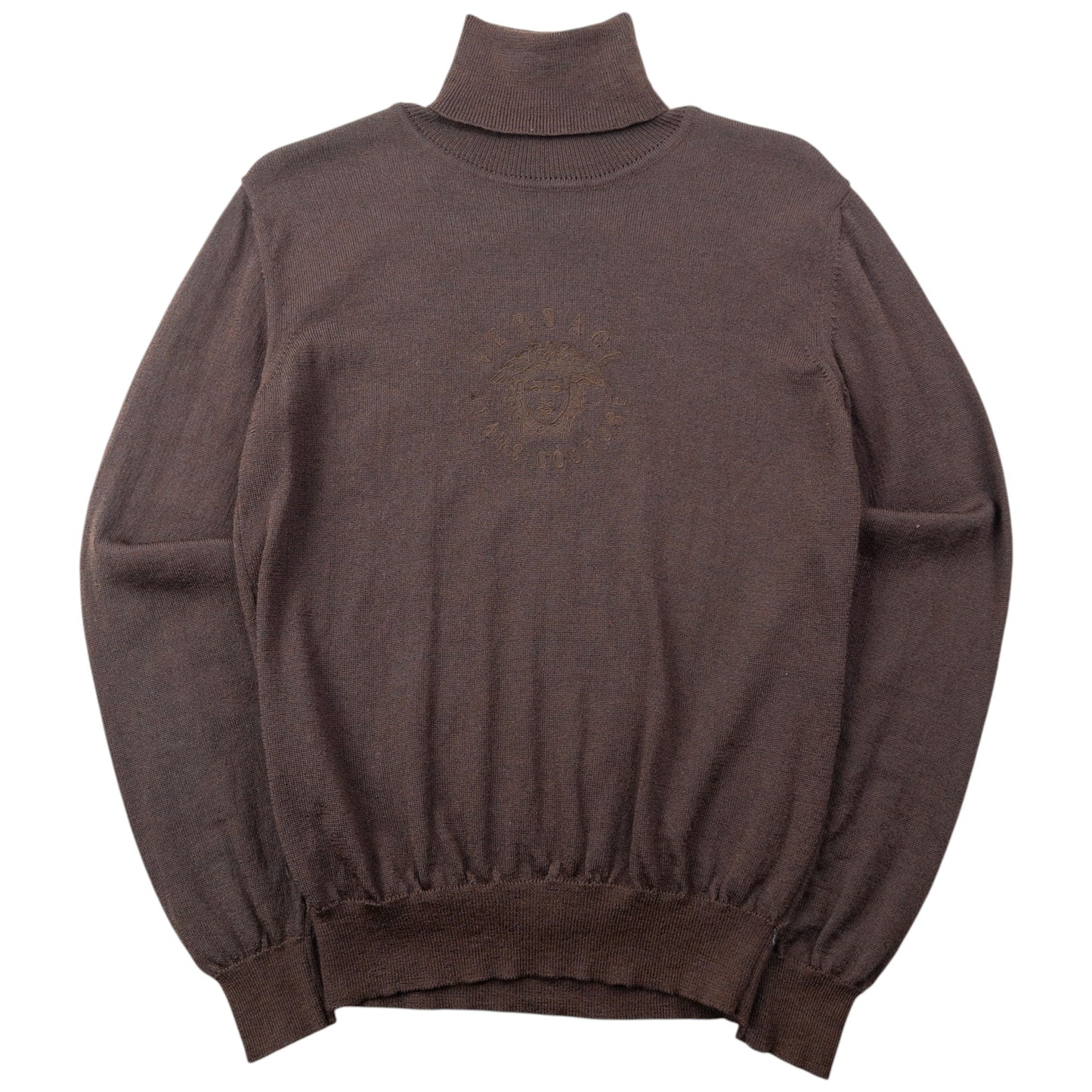 Vintage 90s Versace Jeans Couture Embroidered Knitted Turtleneck Jumper Womens Size S