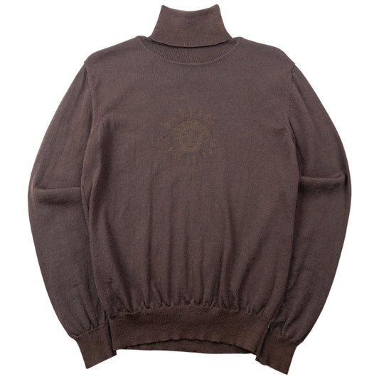Vintage 90s Versace Jeans Couture Embroidered Knitted Turtleneck Jumper Womens Size S