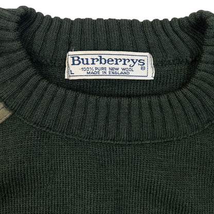 Vintage 90s Burberry Suede Patch Wool Jumper Size S