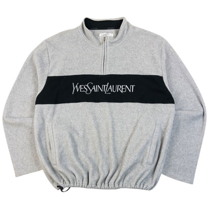 Vintage 2000s YSL Yves Saint Laurent Q Zip Fleece Sweatshirt in grey, quarter zip collar