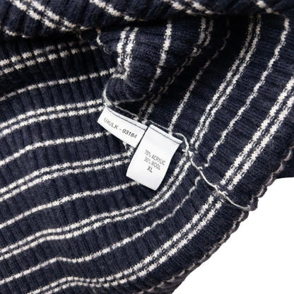 Vintage YSL Yves Saint Laurent Striped Ribbed Turtleneck Jumper Size M