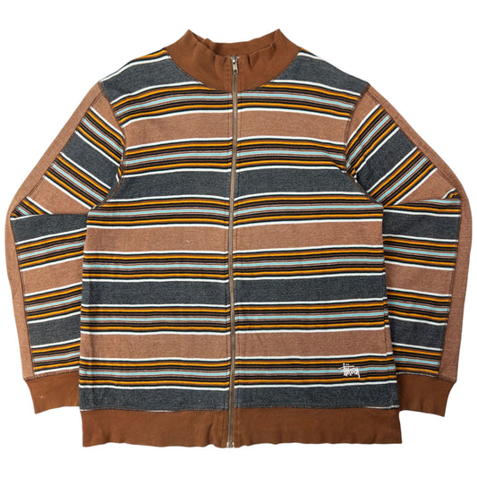 Vintage Stussy Striped Zip Up Sweatshirt Size M