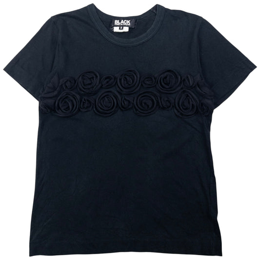 Vintage Comme Des Garçons BLACK Rose Applique T Shirt Womens Size S