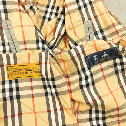 Vintage 80s Burberry Nova Check Lined Trench Jacket Size L