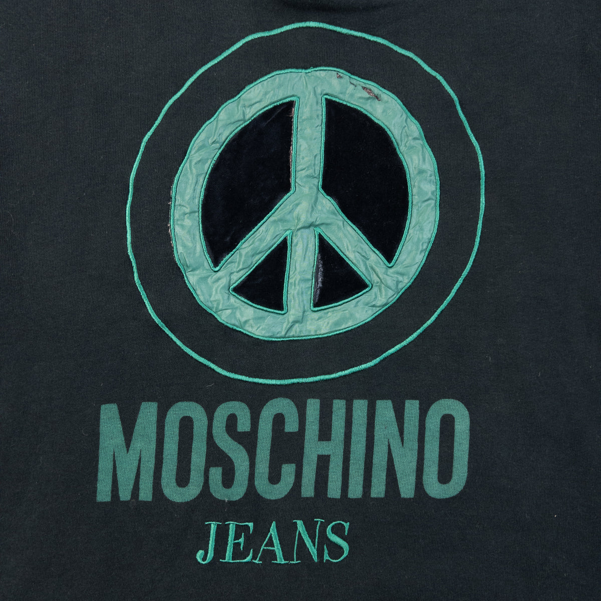 Vintage 90s Moschino Jeans Peace Sign Q Zip Sweatshirt Size L