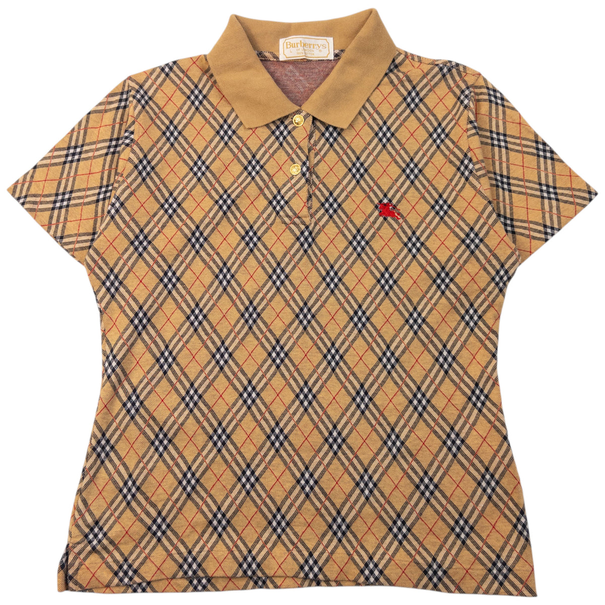 Vintage 90s Burberry Nova Check Polo Shirt Womens Size S